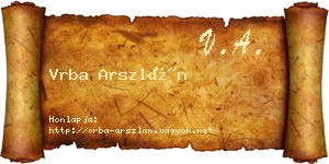 Vrba Arszlán névjegykártya